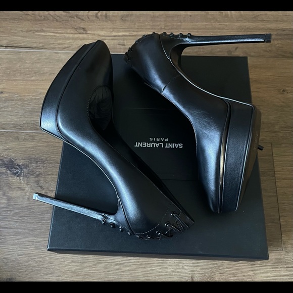 SAINT LAURENT-AUTHENTIC (NWT) Black Leather Heels - Picture 7 of 15